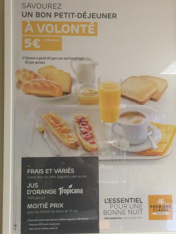 프리미어 클래스 에브루 호텔 에브뢰 외부 사진 Breakfast menu